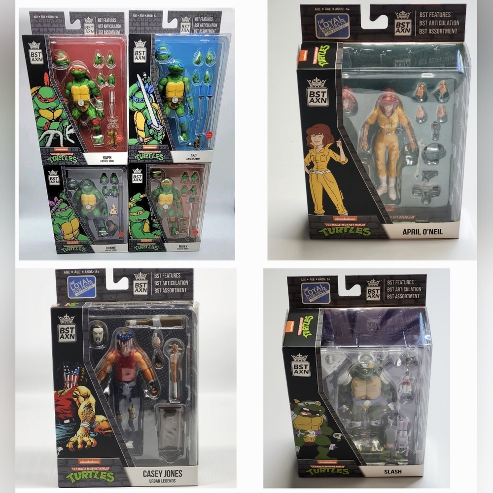 Loyal Subjects BST AXN Arcade Game Teenage Mutant Ninja Turtles 7 Figure Bundle